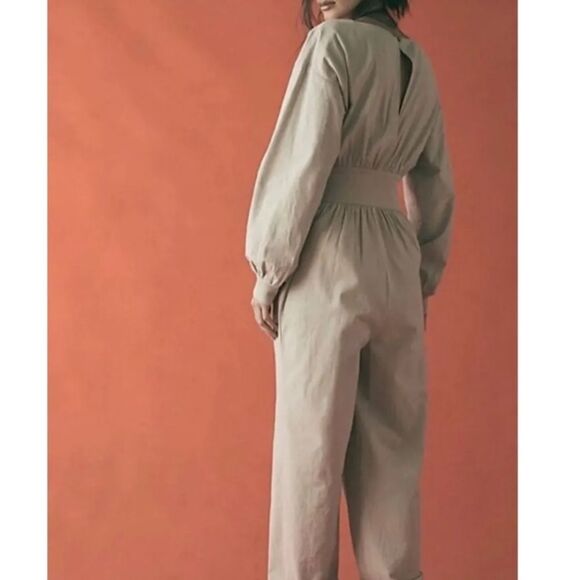 NWOT Free people Endless Summer Sonika Jumpsuit cotton long sleeve Sz XS Tan - Picture 10 of 11